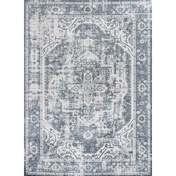 Keesha Bold Distressed Medallion Low-Pile Machine-Washable Area Rug